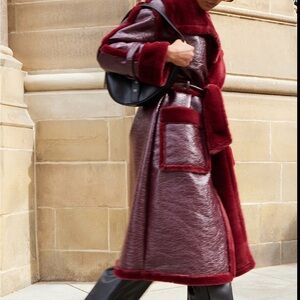 Forever 21 Burgundy Teddy Jacket with Faux Fur